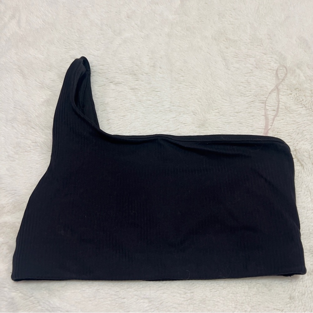 Black one shoulder lululemon sports bra